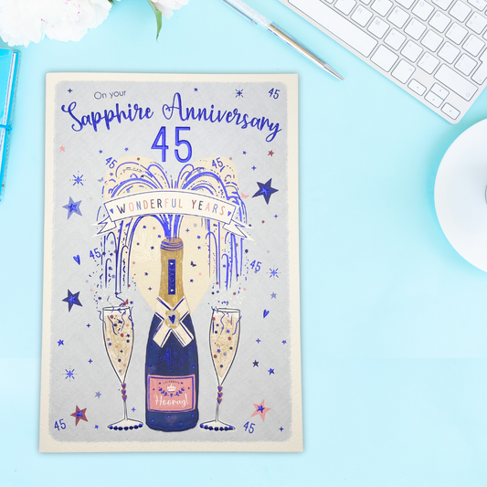 Sapphire Wedding Anniversary Card - 45 Wonderful Years