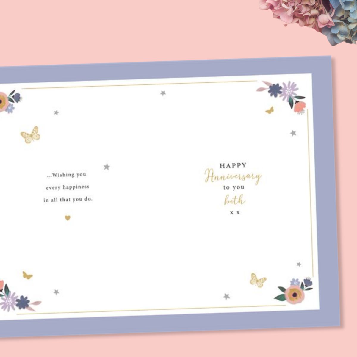 Inside image with full colour print inside with floral border