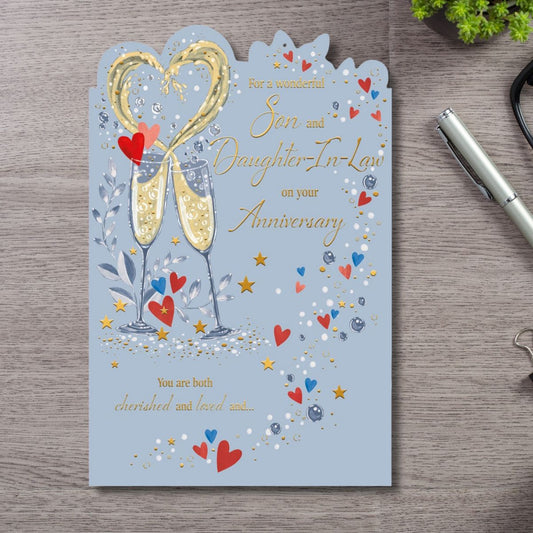Son & Daughter-In-Law Wedding Anniversary Card - Luxury
