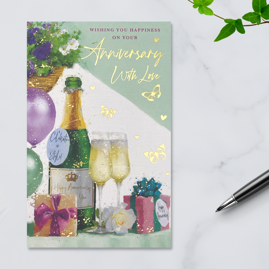 Happy Anniversary Card - Heritage Bubbly & Butterflies