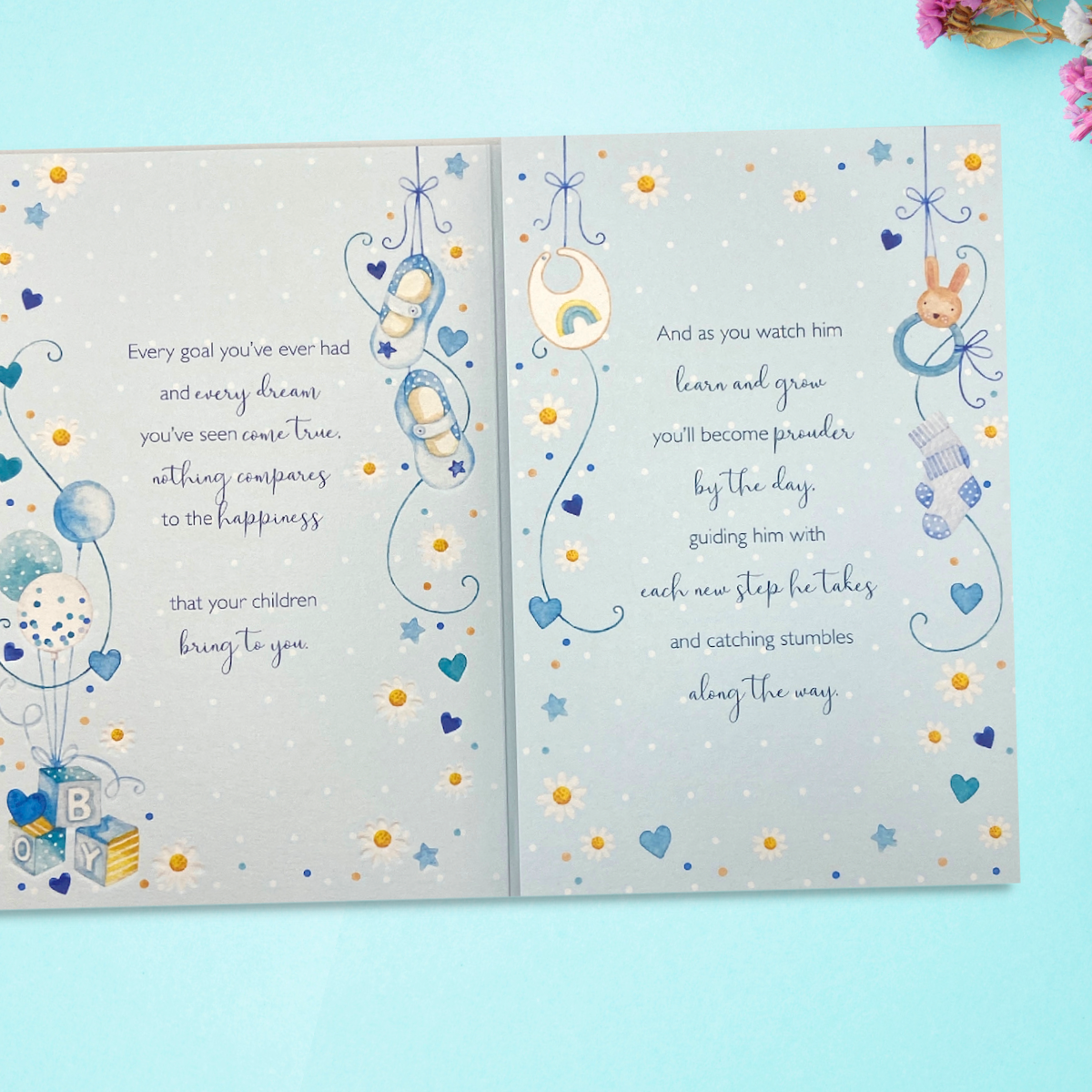 Inside image with two pages of decorated card, and heartfelt verse