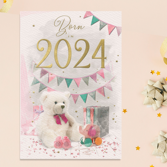 Born In 2024 Baby Card Pink