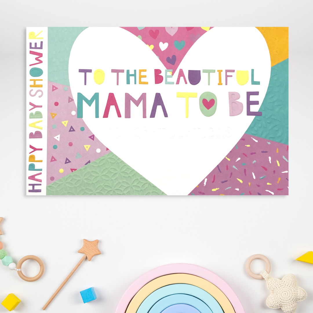 Rainbow coloured card with bright text and graphics