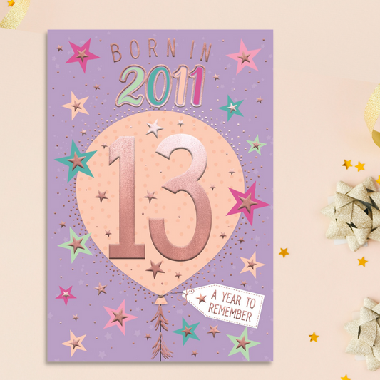 Born In 2011 13th Birthday Card 