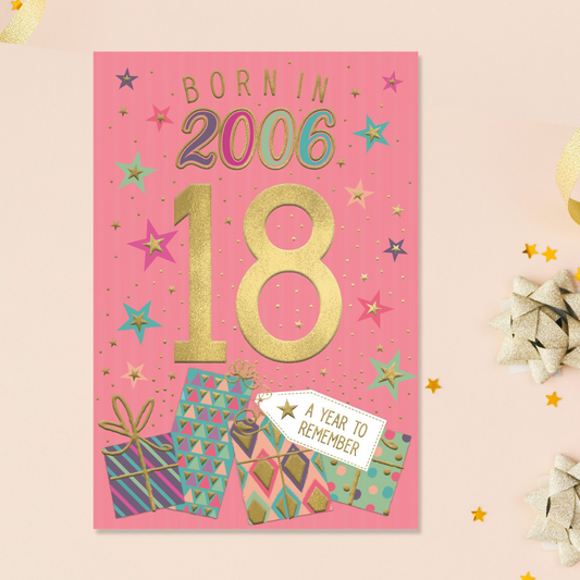 Born In 2006 18th Birthday Card In Pink
