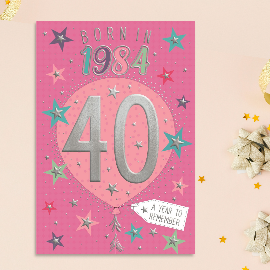 Born In 1984 Birthday Card In Pink