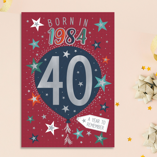 Born In 1984 40th Birthday Card In Red