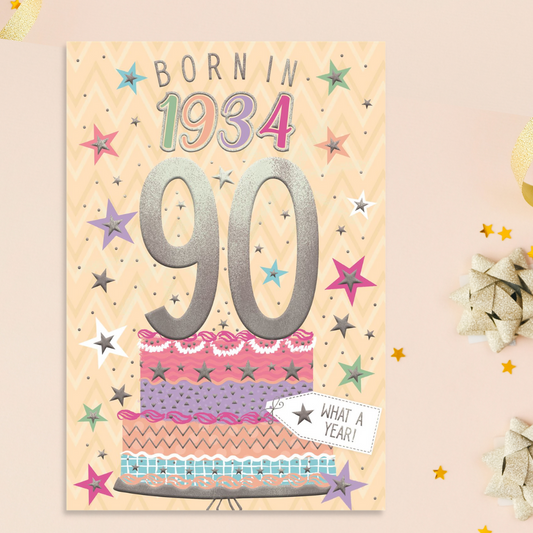 Born In 1934 90th Birthday Card