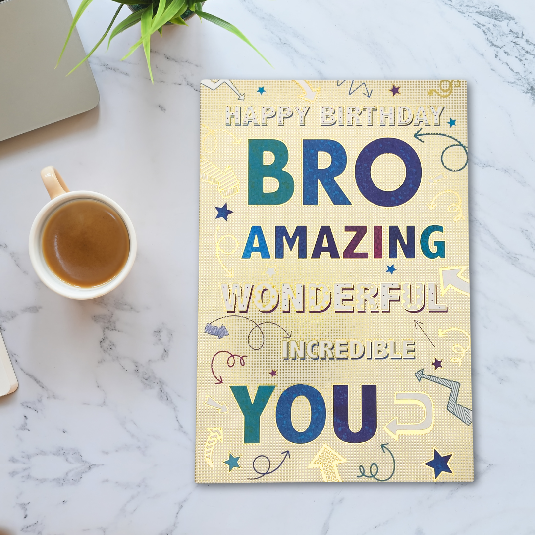 Brother Birthday Card - Pizazz Bleu Text