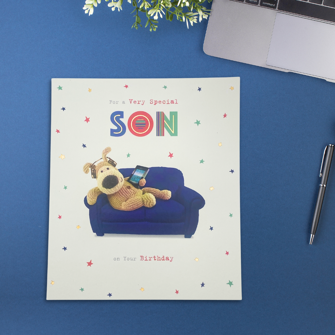 Son Birthday Card - Boofle Bear & Headphones