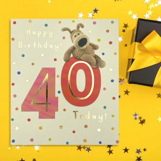 Age 40 Boofle Bear Greeting Card Design Shown In Full