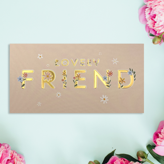 Friend Birthday - Floral Text