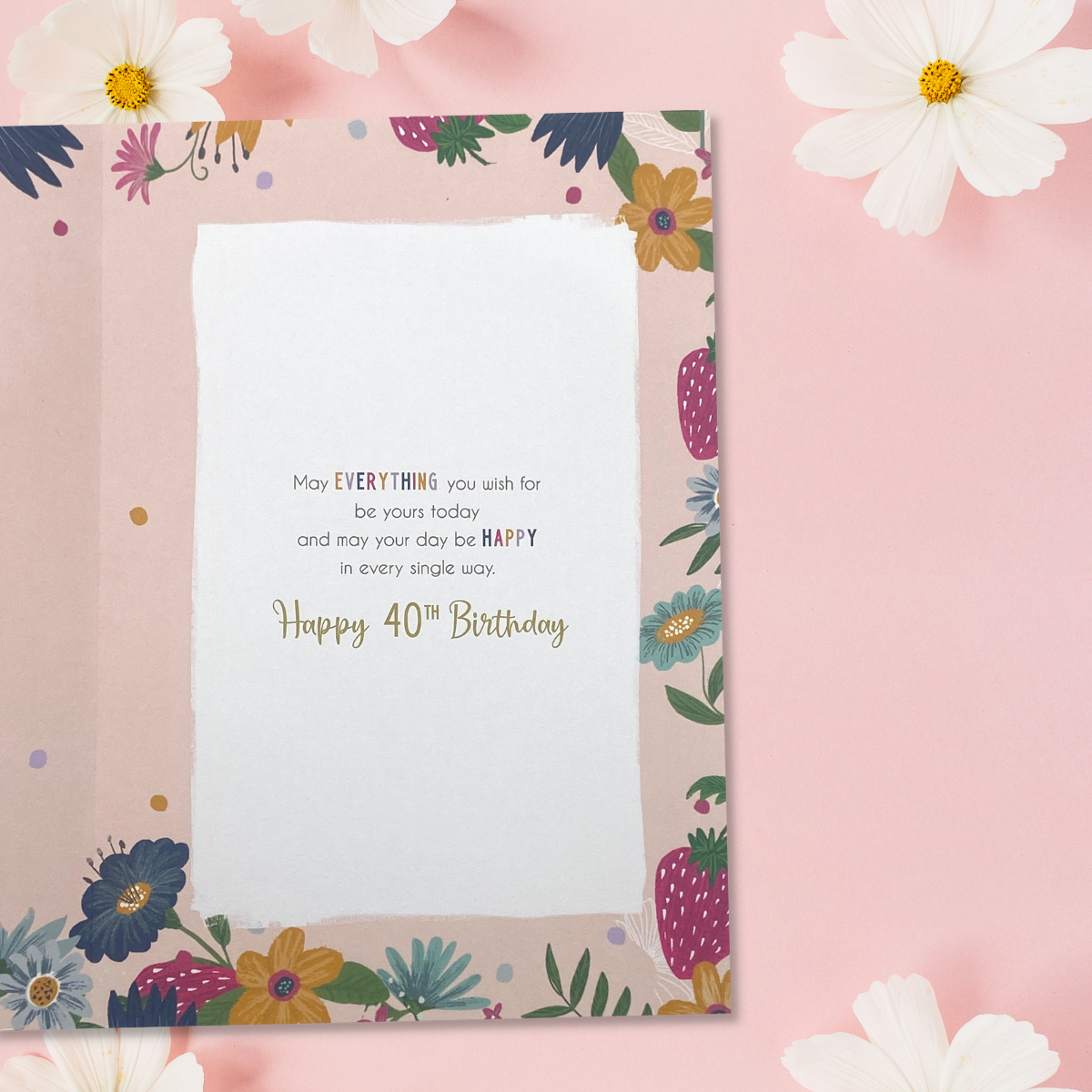 Inside image with brightly coloured floral border and colour verse