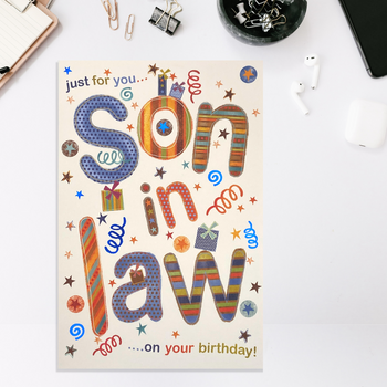 Son In Law Birthday Card- Party Text