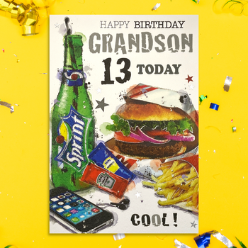 Grandson 13th Birthday Card - Graffix