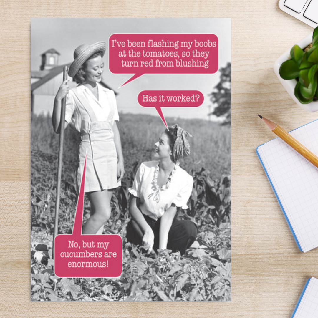 Black & White photo of two women farming