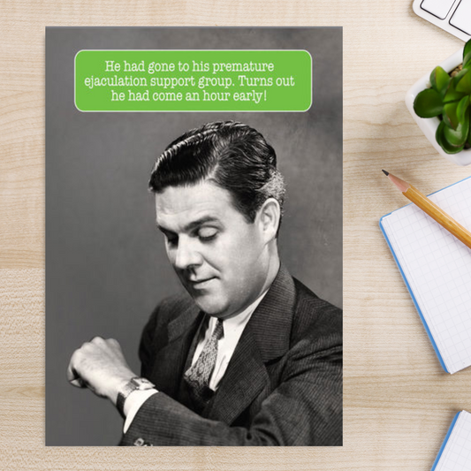 Black & White photographic card with funny caption