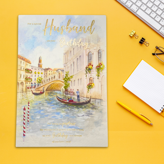 Husband Birthday Card - Venice Grand Canal