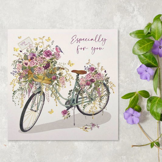 Floral bike with bird design card