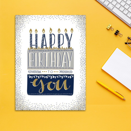 Male Contemporary Birthday Card - Birthday Cake