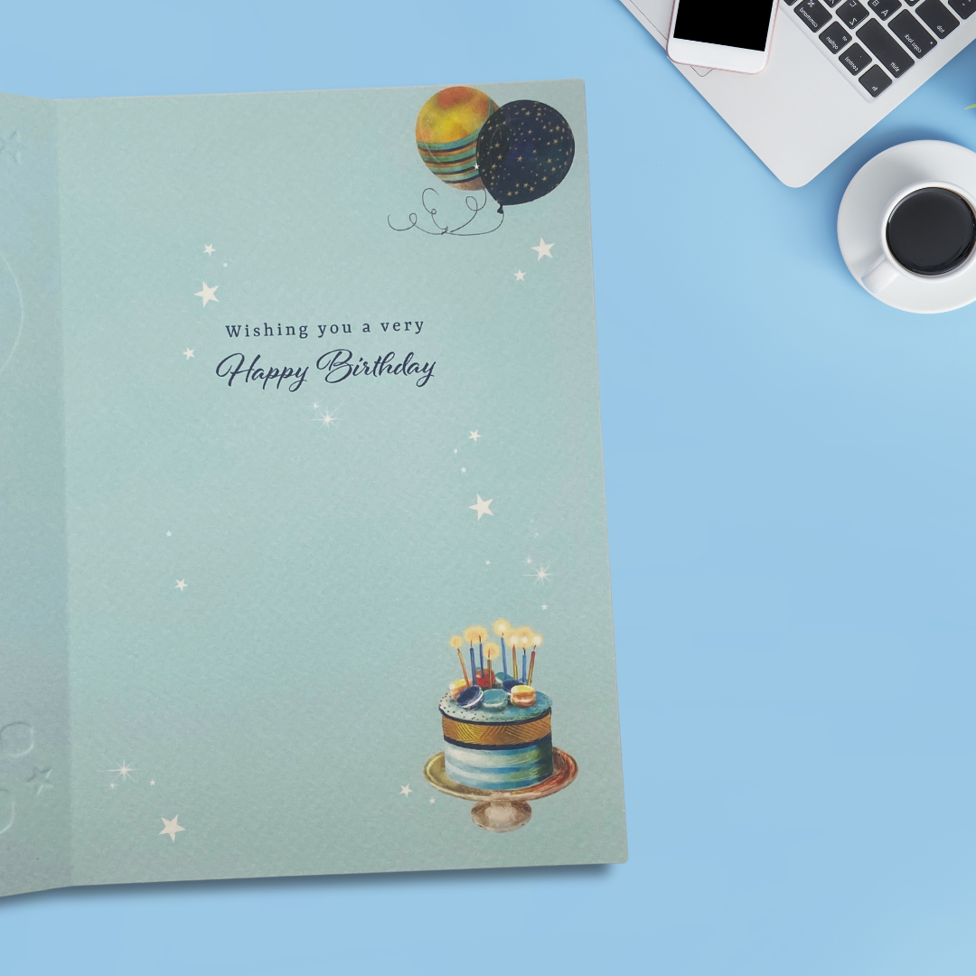 Son Birthday Card - Cake, Balloons & Gifts