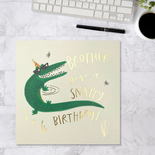 Brother Crocodile Themed Birthday Card Displayed In Full