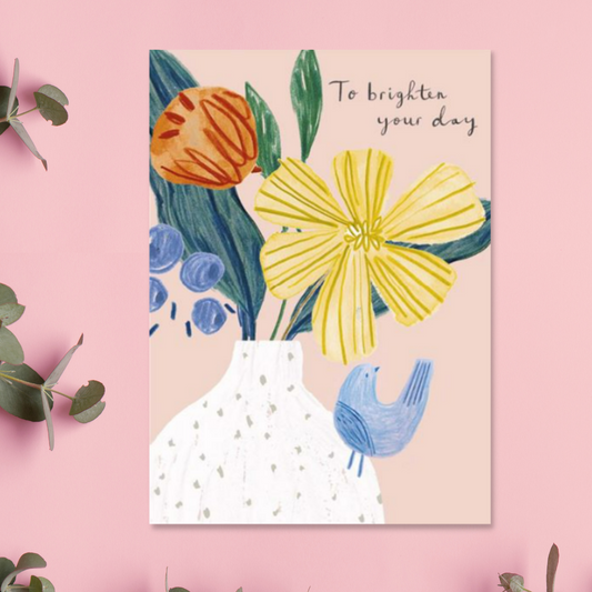 Caring Card - Floral Vase Illustration