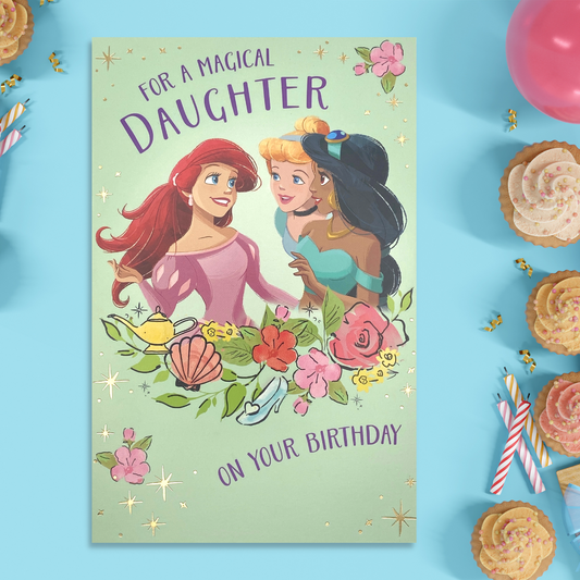 Disney Princesses Daughter Birthday Card Shown Complete