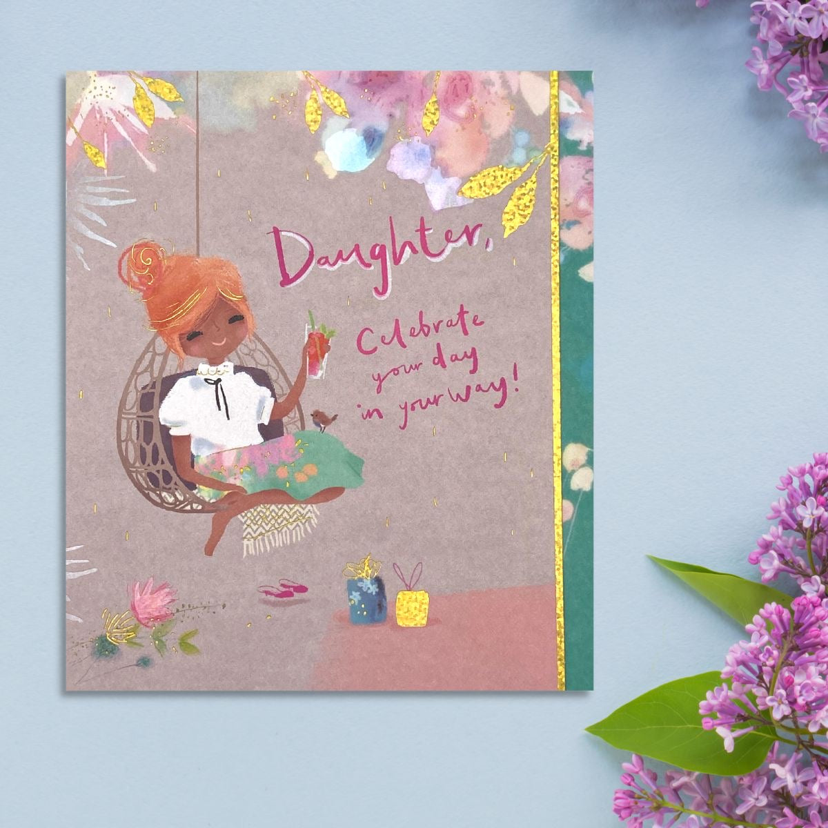 Daughter Swinging Chair Greeting Card Design