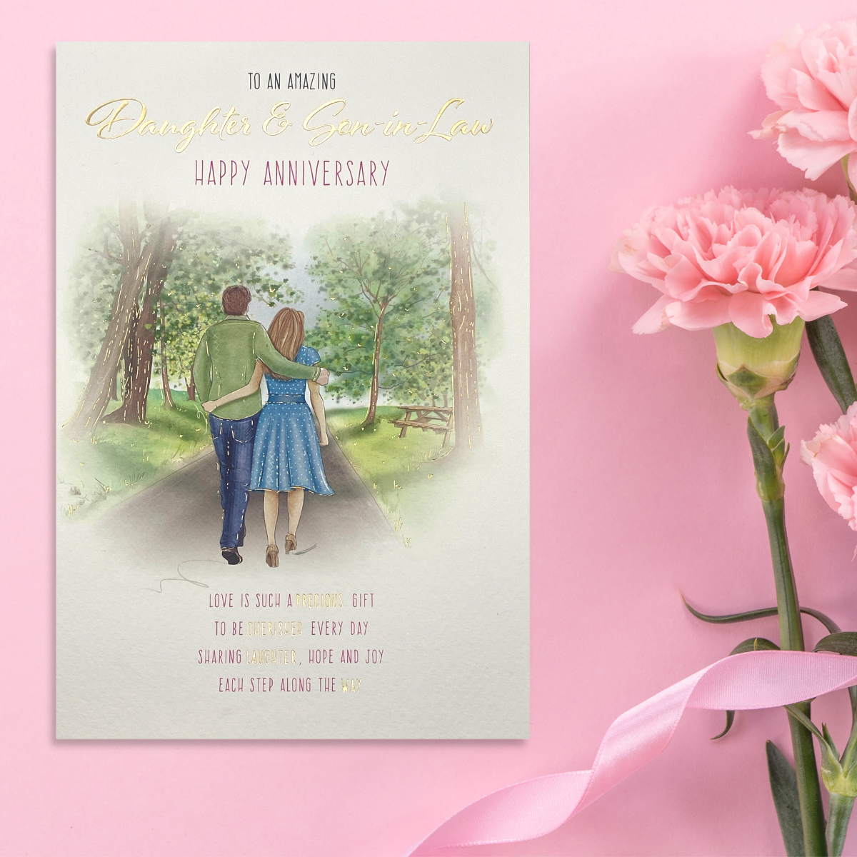 Daughter & Son-In-Law Wedding Anniversary Card - Woodland Walk