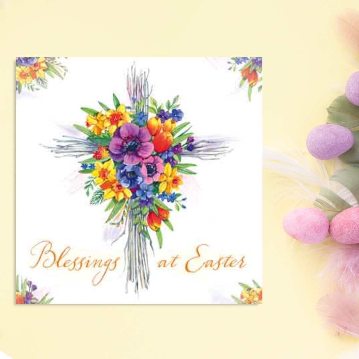 Easter Floral Crucifix - Packet Of 4 Cards – The Celebration Store