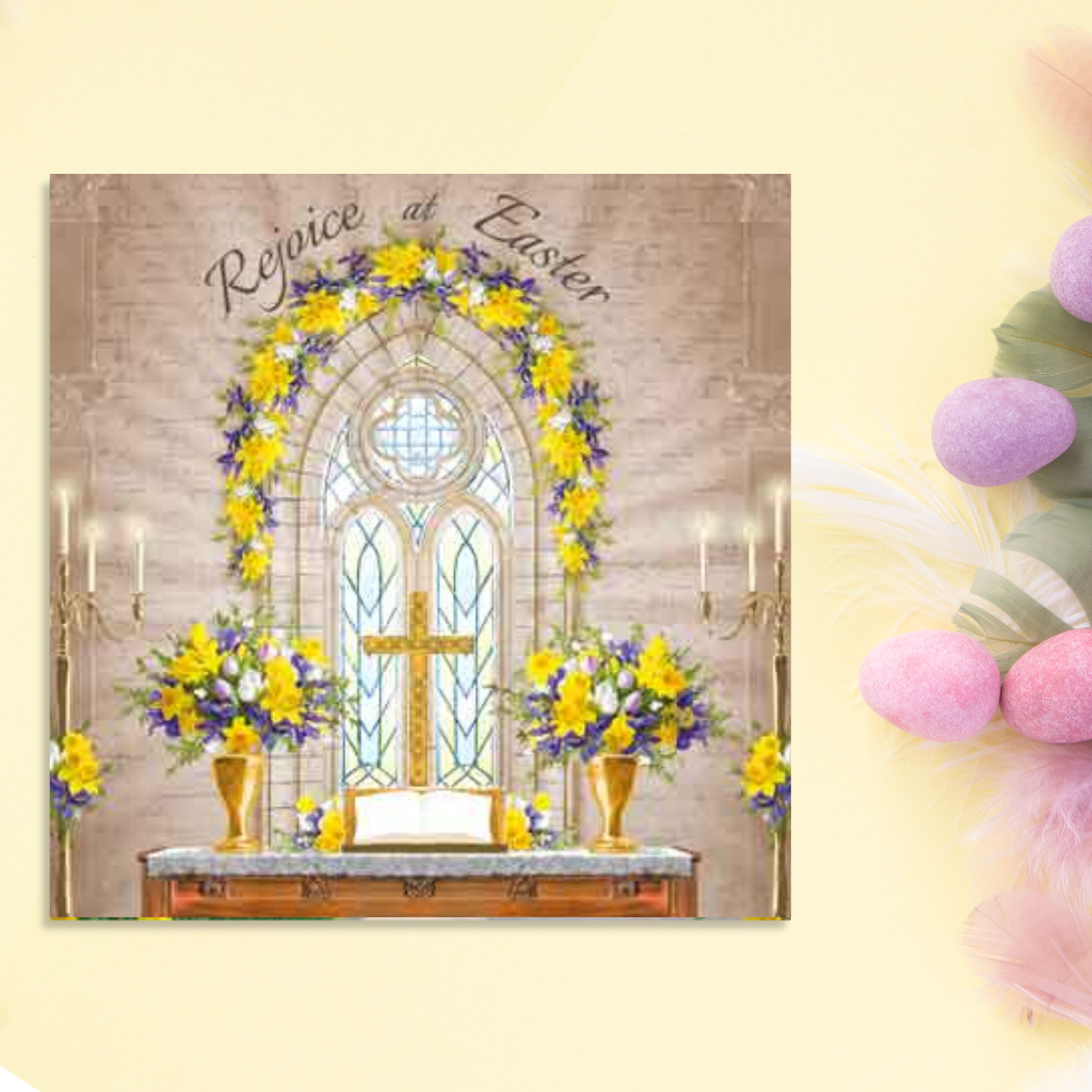 Easter Floral Church Scene - Packet Of 4 Cards – The Celebration Store