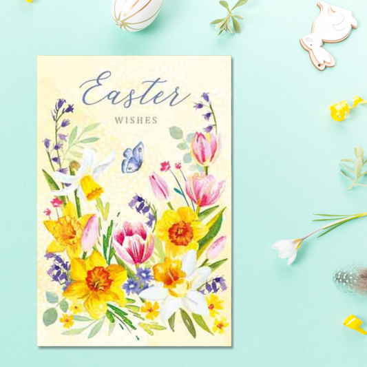 Floral Easter Design Pack Of 4 Cards Displayed In Full