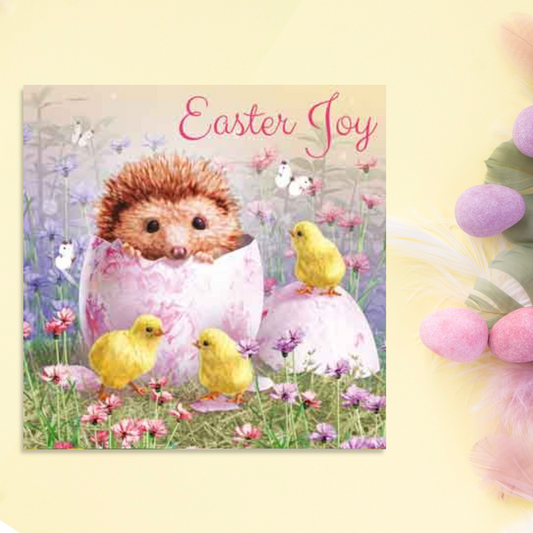 Cute Hedgehog And Chicks Themed Easter Cards