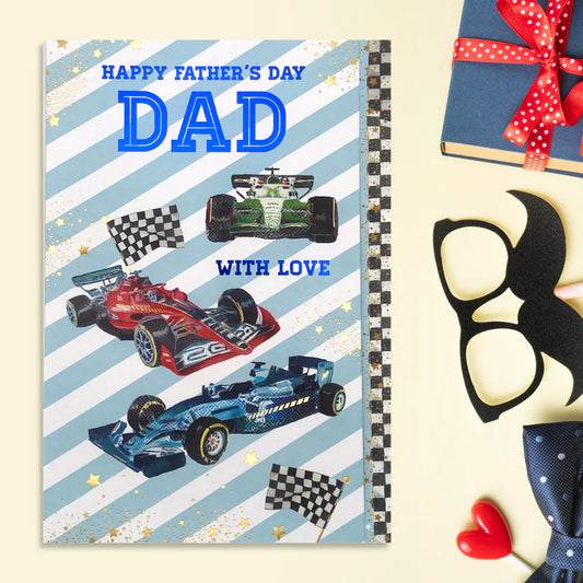 Dad Father's Day Card - Racing Cars