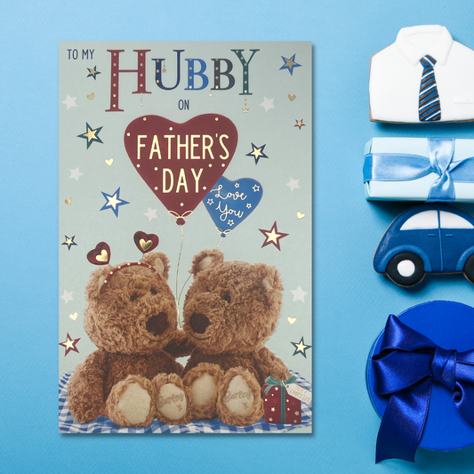 Father's Day Card Hubby - Barley Bear Balloons