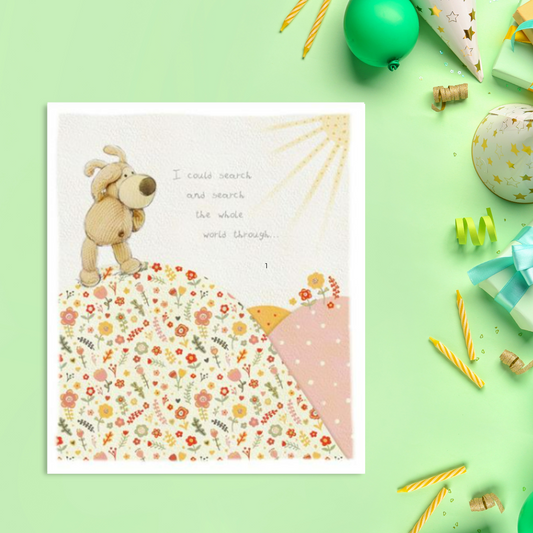 Boofle Bear Greeting Card Displayed In Full