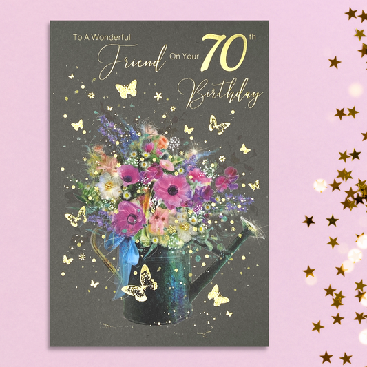 Stunning card with floral watering can design and butterflies too!