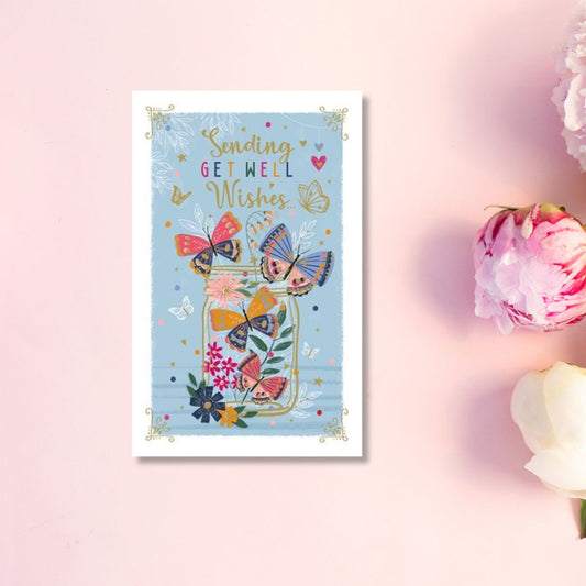 Get Well Soon Card - Butterfly Jar