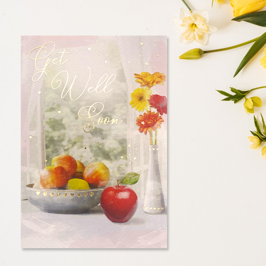 Fruit bow and vase watercolour card