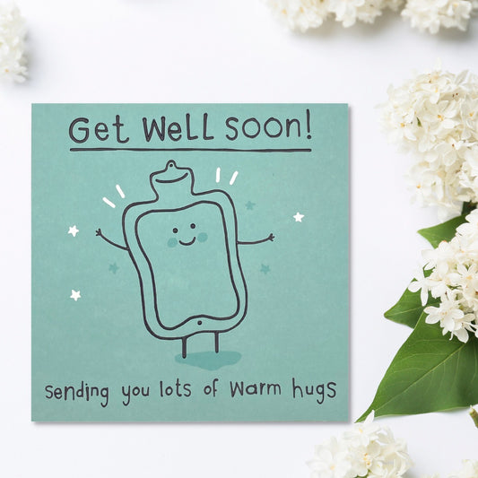 Get Well Soon Hot Water Bottle Design Displayed In Full