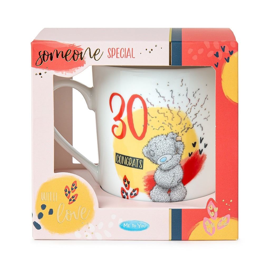 30th Tatty Teddy Mug in red and yellow decorated box