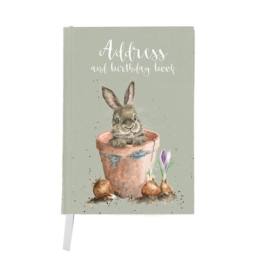 Cute Bunny in flower pot illustrated address book front cover