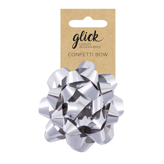 Metallic silver bow