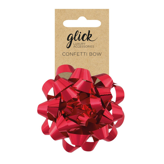 Metallic red confetti bow