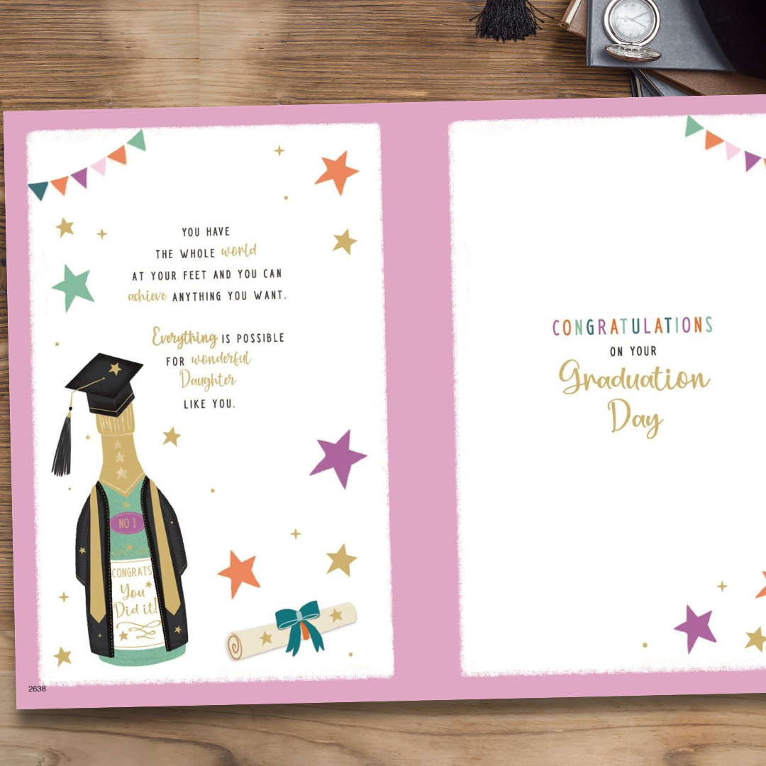 Daughter Graduation Card - Pavillion Champagne & Stars