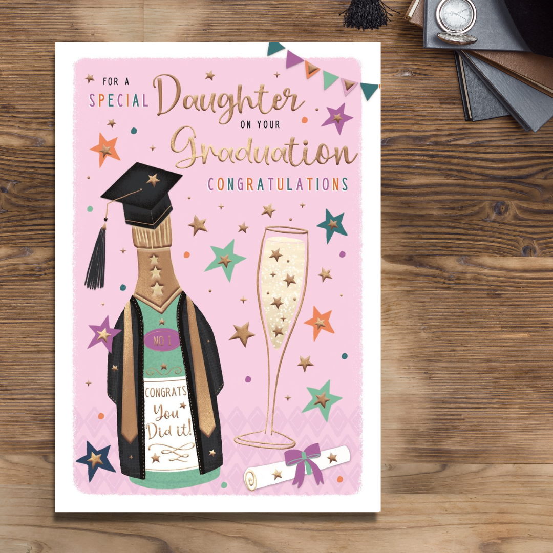 Daughter Graduation Card - Pavillion Champagne & Stars