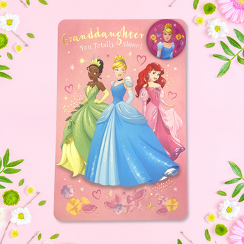 Granddaughter Birthday Card - Disney Princesses Badge
