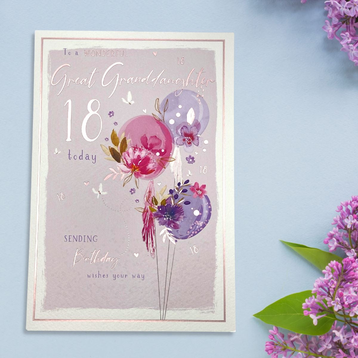Great Granddaughter 18th Birthday Card Displayed In Full