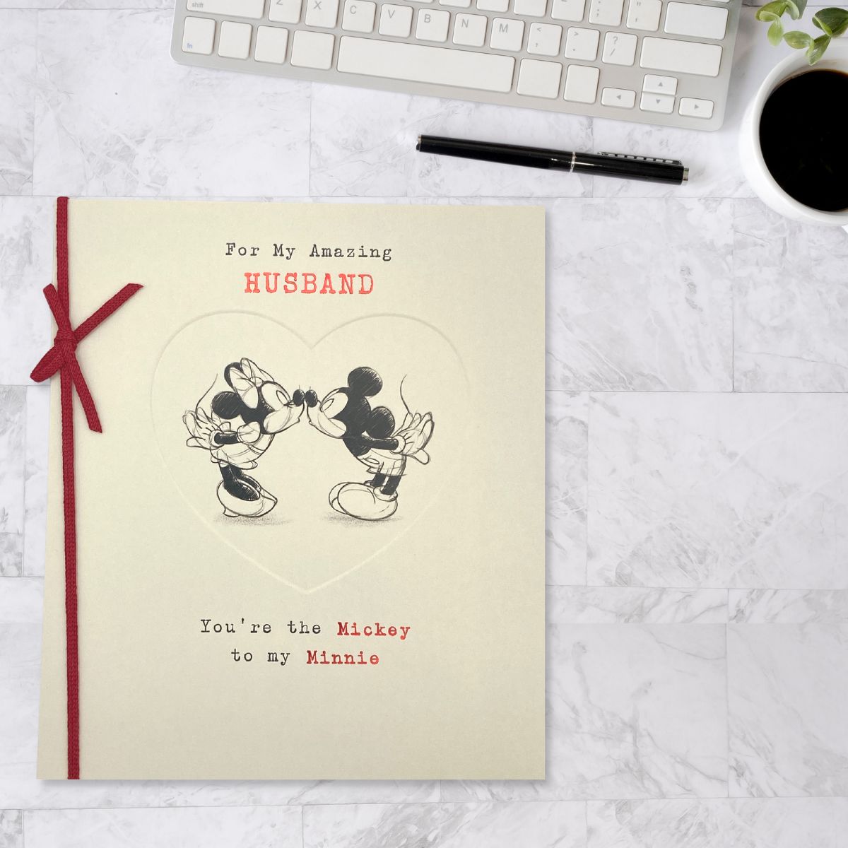 Mickey Mouse Themed Husband Birthday Card Displayed In Full